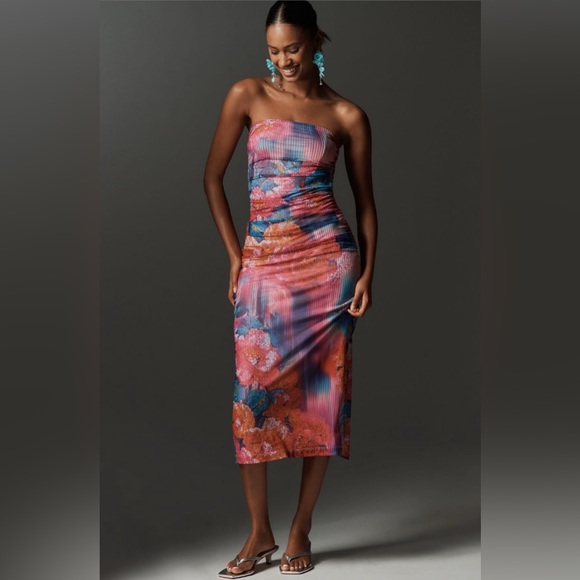 Anthropologie Dresses & Skirts - ✨ Anthropologie Soleil Slim Strapless Ruched Mesh Dress Sz XL